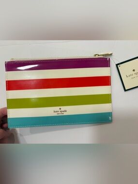 Kate Spade Multicolor Striped Pencil Pouch NWT